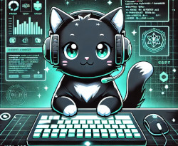 黒猫がPCで仕事